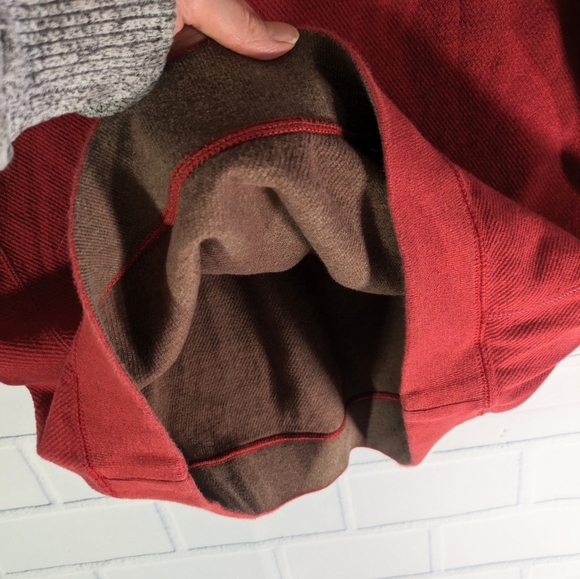 Tommy Bahama Orange/Brown Quarter Zip Reversible Thick Knit Pullover - Picture 3 of 4